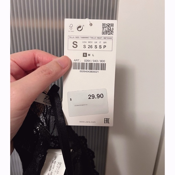 NWT Zara Sheer Black Lace Bralette Bra Top Size S - Picture 9 of 9